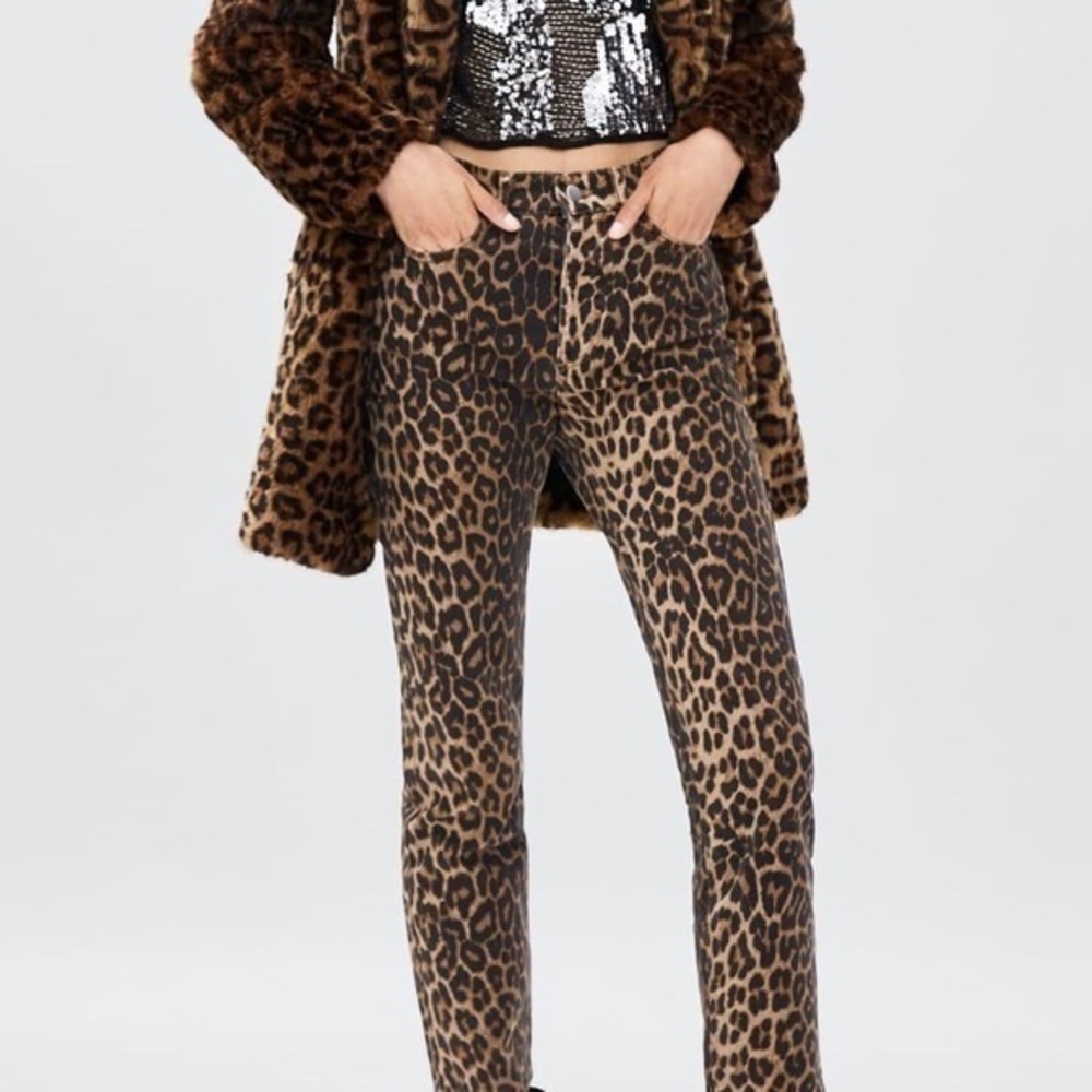 Zara leopard print jeans size 6 gently preloved - Picture 9 of 10